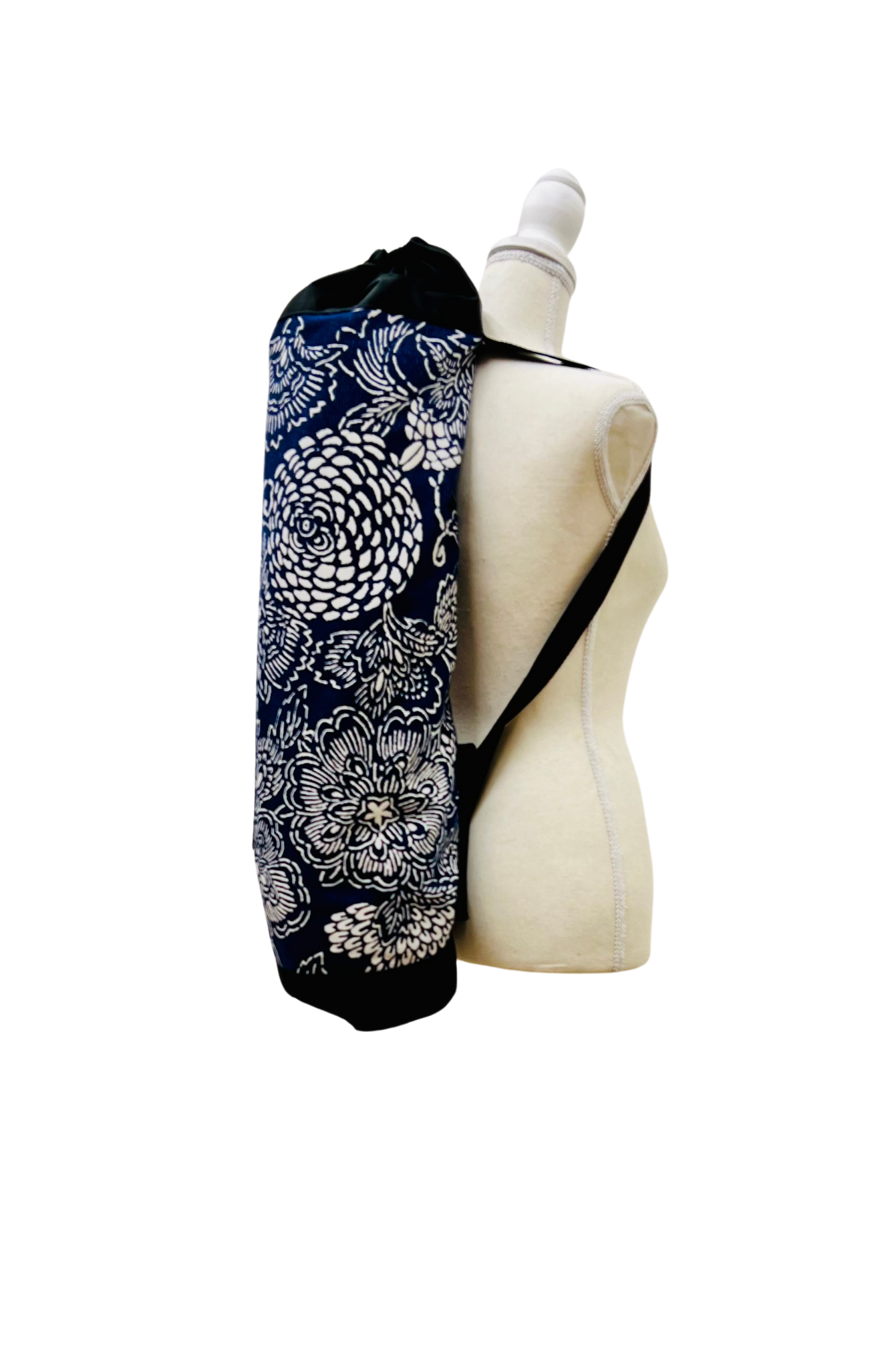 Red Zipper Yoga Mat Bag | Blue Floral