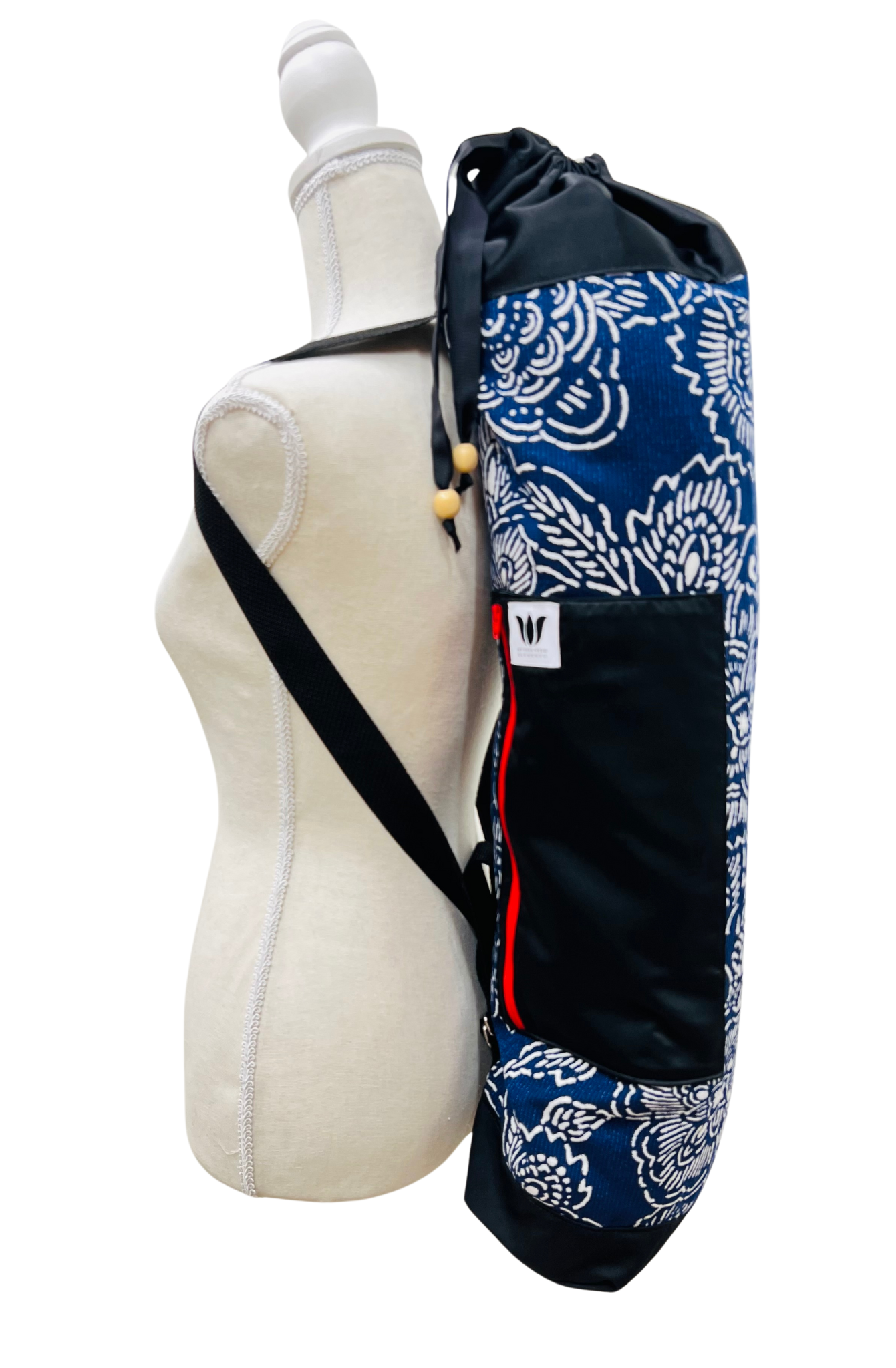 Red Zipper Yoga Mat Bag | Blue Floral