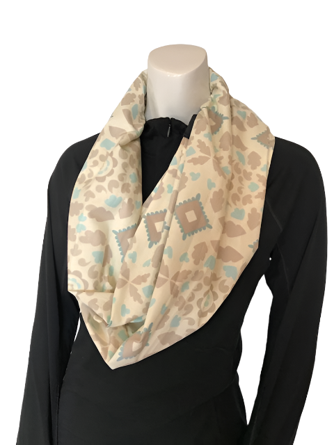 Infinity Meditation Scarf | Cream Grey Grey Aztec