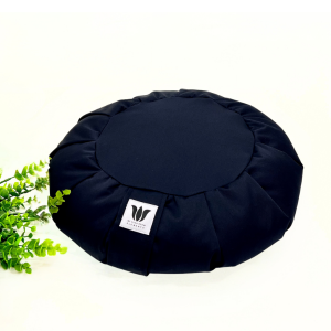 Navy blue round meditation seat cushion handcrafted in calgary alberta canada by my yoga room elements