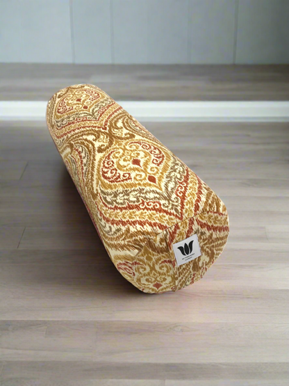 Round Yoga Bolster | Orange Red Ikat