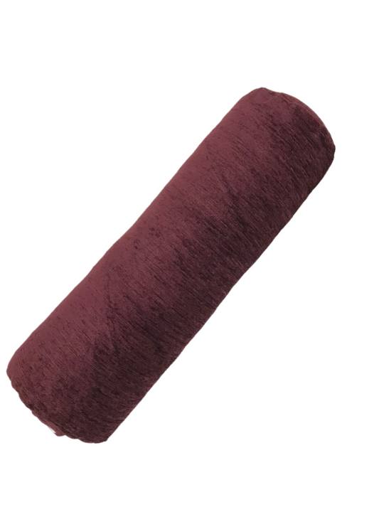 Round Yoga Bolster in dark plush purple fabric handcrafted in canada by my yoga room elementsw