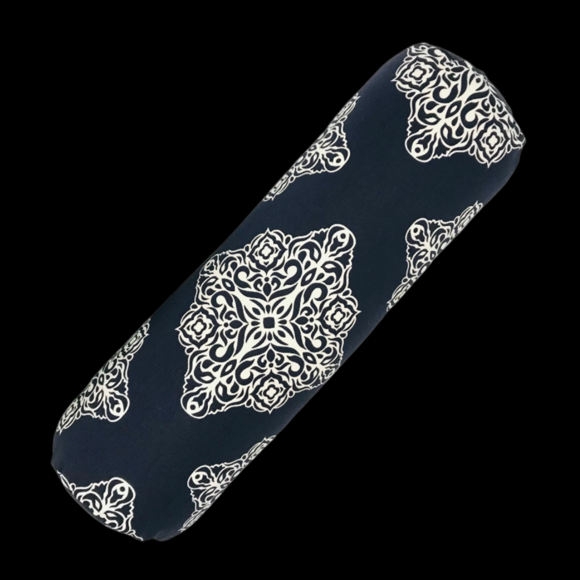 white and dark blue round yoga bolster calgary made in canada