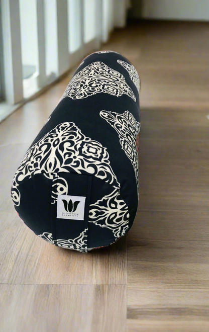 Round Yoga Bolster | Blue White Modern Graphic