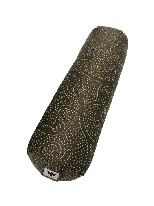 Round Yoga Bolster | Brown Swirl Modern