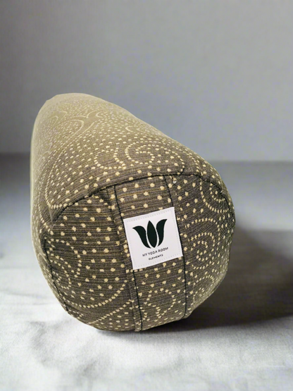 Round Yoga Bolster | Brown Swirl Modern