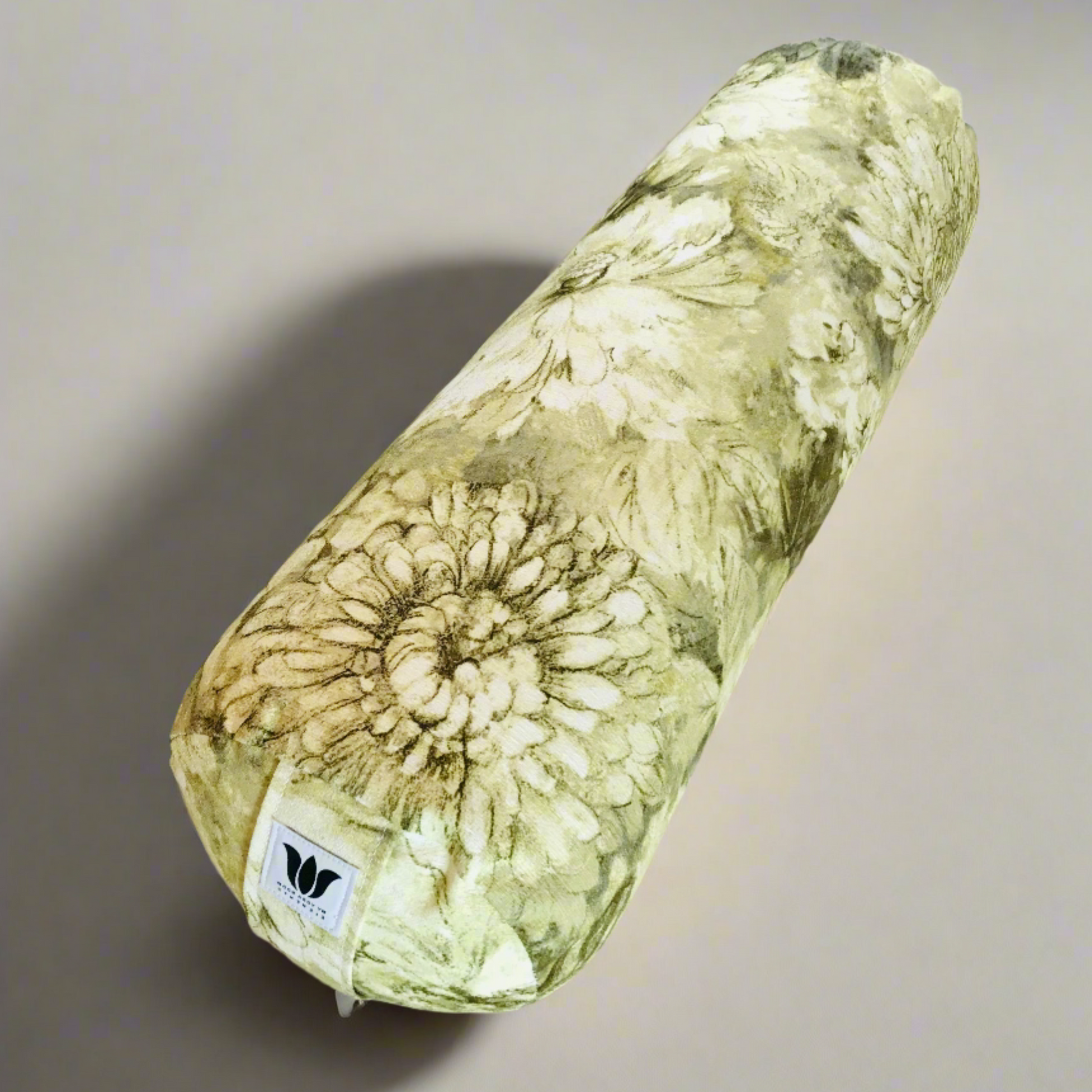 made in canada round yoga bolster yellow and gold floral print