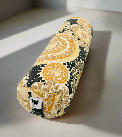 Round Yoga Bolster | Yellow Mandala