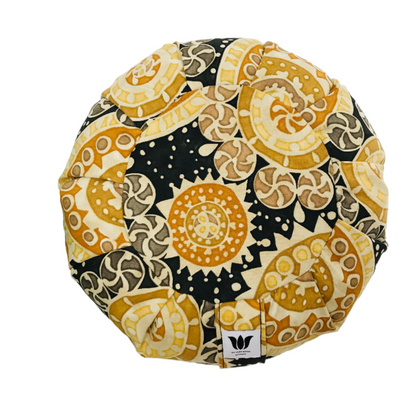 Meditation Cushion | Yellow and Black Modern Mandala