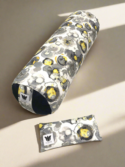 Yoga Bolster & Eye Pillow Set| Blue Grey Watercolor