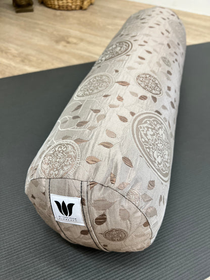 Yoga Bolster Calgary Alberta Canada Brown Bronze with subtle exotic print.