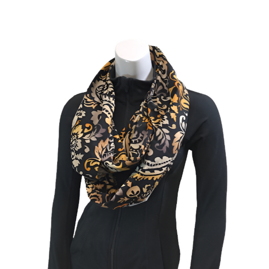 Infinity Meditation Scarf | Black Orange Floral