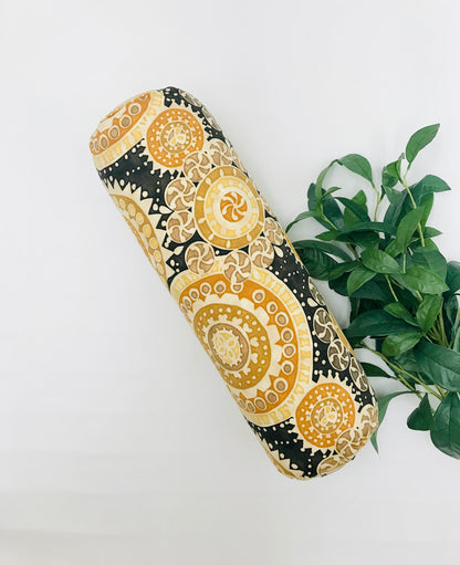 Round Yoga Bolster | Yellow Mandala