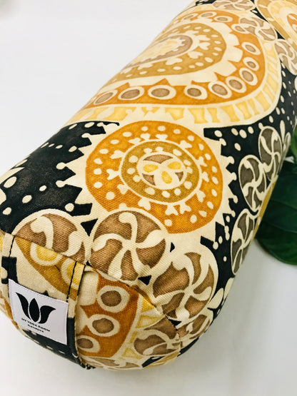 Round Yoga Bolster | Yellow Mandala