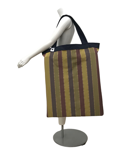 Extra Large Yoga Tote Bag in cotton canvas striped fabric to carry and or store yoga props for yoga practice. Made in Canada by My Yoga Room Elements