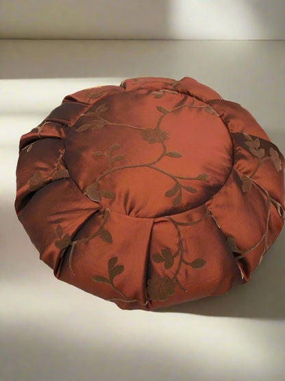 Meditation Cushion | Bronze Floral Embossed