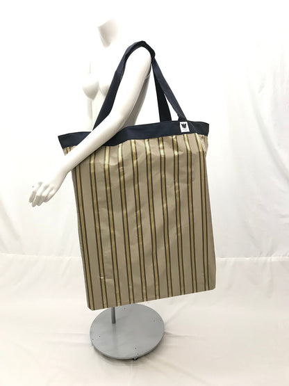 Extra Large Yoga Tote Bag in Light brown and gold stripe fabric to carry and or store yoga props for yoga practice. Made in Canada by My Yoga Room Elements